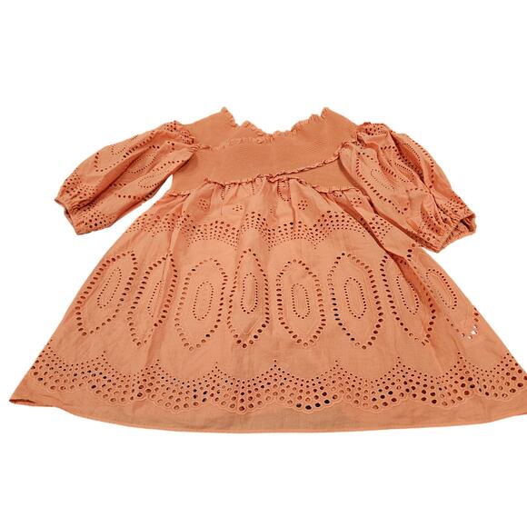Sachin & Babi x Anthropologie Orange Eyelet Criss-Cross Babydoll Top Shirt Sz XS - Picture 1 of 6